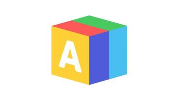 A colorful cube with the letter a on it vector