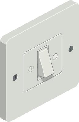Light switch illustration showing simple on and off control for electrical lighting devices