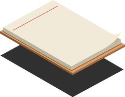 Open blank book on wooden surface casting shadow illustration with beige pages and simple design vector