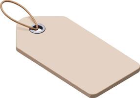 Blank beige price tag with string for labeling and retail use illustration vector