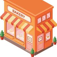 Colorful bakery storefront with pastries vector