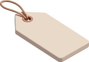 Blank beige price tag with brown string isolated on white background illustration for labeling and branding design vector