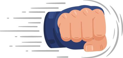 Fist Punch Impact Illustration Showing Power and Speed in Action with Motion Lines and Blue Sleeve vector