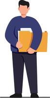 Man holding files and documents in casual clothing standing illustration natural pose vector