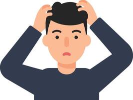 Frustrated young man with hands on head expressing stress and confusion in illustration vector