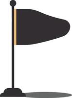 Black flag on pole with shadow illustration isolated on white background vector