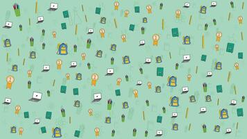 Colorful Outline School Kids Icons Seamless Pattern for Education Background vector
