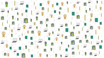 Colorful Outline Preschool and School Kids Icons Seamless Pattern for Education Background vector