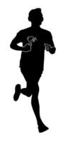 Runner Silhouette with Heartbeat Sign Illustration Flat Design vector