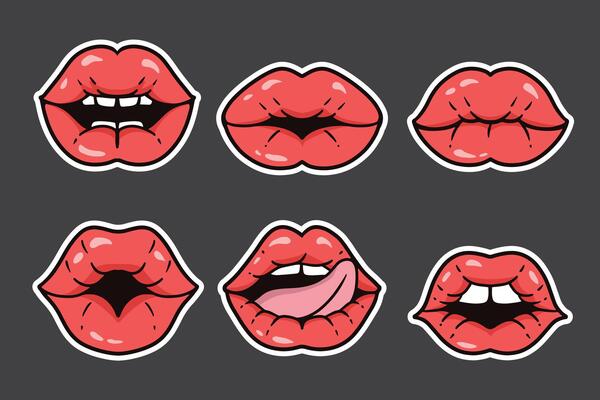set of lips good for sticker, badge, element design, print design, etc