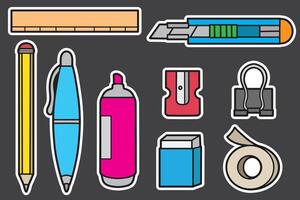 set of stationary good for sticker, badge, element design, print design, etc vector