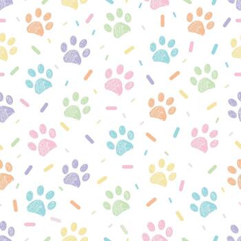 golosinas sin costura tela diseño modelo con pata huellas dactilares vector