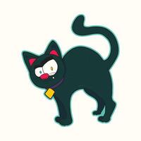 Cute cartoon black cat with funny and spooky expression perfect for Halloween design decorations party invitations stickers posters art print and cheerful seasonal projects vector