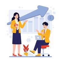 Business colleagues discussing growth strategy vector