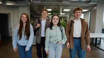 Students walking through university hallway video