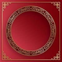 Chinese square frame with oriental Asian elements on color background vector