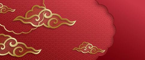Chinese frame with red Asian elements on color background vector