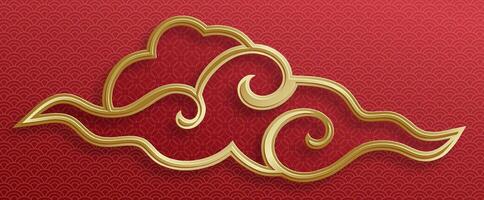 Chinese frame with clouds Asian elements on color background vector