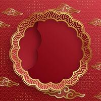 Chinese red frame with oriental Asian elements vector