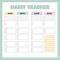 Habit tracker, Printable Habits Tracker template, Healthy habits planner template, Colorful minimalist Planner Pages Templates. vector