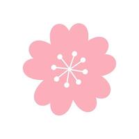 Flat Design Sakura Flower Icon with Pink Cherry Blossom Isolated on Transparent Background vector