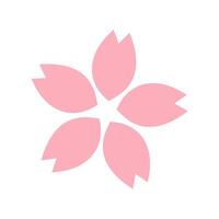 Flat Sakura Flower Icon with Pink Cherry Blossom Petal Design Isolated on Transparent Background vector
