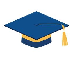 Mortarboard. Blue graduation cap isolated on white background. Element for design. vector