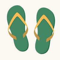 Green flip-flop. Slippers with y-shaped strap. Beach accessories. Element for design. vector