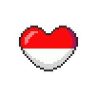 Pixel art Indonesia Flag Heart game asset design vector