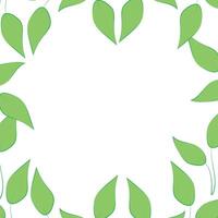 Green leaves frame with space for text. Summer design. Leaf border. vector