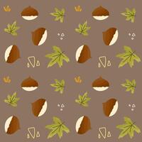 Chestnut withh leaf autumn seamless pattern vector