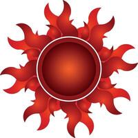 a red sun with flames on it vector