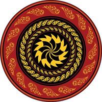 a circular design with a yellow and red pattern vector