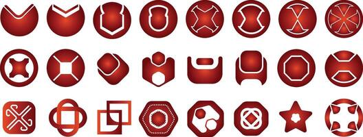 a set of red and white shapes vector