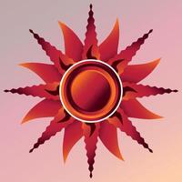a red sun with a circular center on a light background vector
