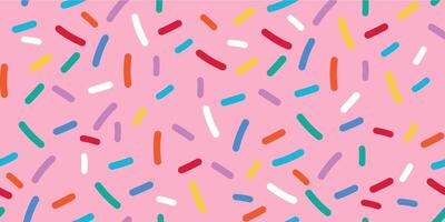 Seamless Rainbow Sprinkle Donut Pattern Featuring Color Glaze Background and Sweet Tiny Vermicelli Candy Elements for Dessert Inspired Projects and Fun Decorative Confectionary Design vector