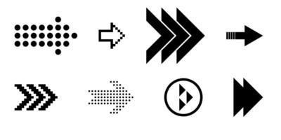arrows pointing left right up down for scroll and swipe gesture navigation icons with line and pixel design elements for slide change and button interface control vector