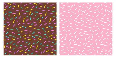 Rainbow Sprinkle Seamless Texture with Donut Candy Glaze and Bright Sugar Vermicelli Elements for Sweet Confection Background and Fun Colorful Dessert Inspired Design and Patterns vector
