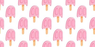 Seamless pattern with cute pink ice cream vector