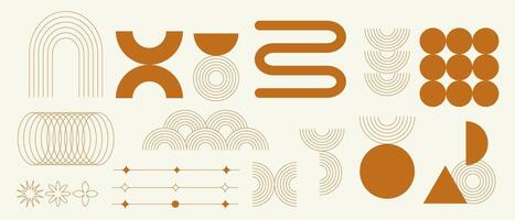 Abstract aesthetic line set with geometric elements vector
