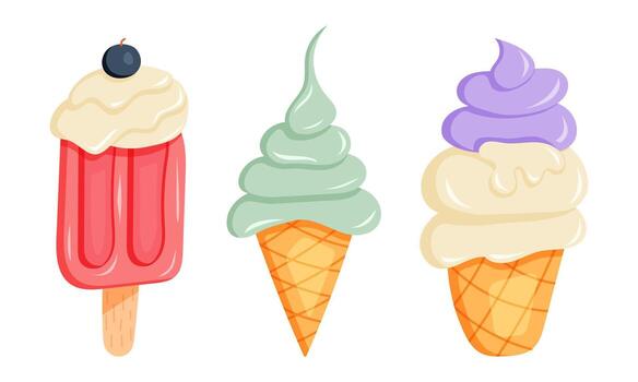 Explore a variety of delicious ice cream options , soft serve, and cones vector