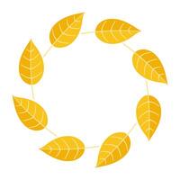 Autumn leaves wreath in warm colors of red, orange, and yellow vector