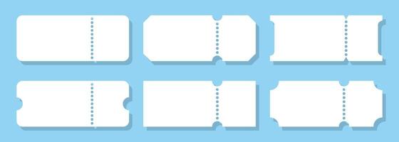 Set of white blank tickets with perforated edges for event designs vector