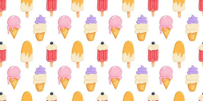 Colorful ice cream seamless pattern background
