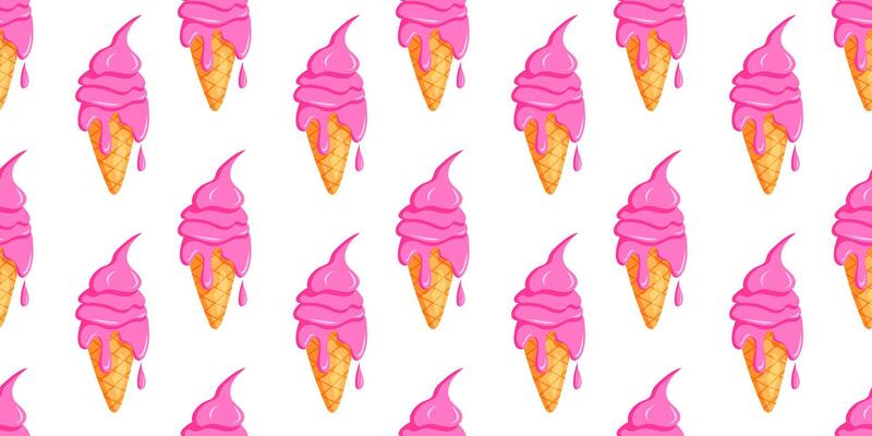 Icecream pattern with pink and purple ice cream cones and popsicles