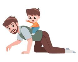 Father Playing Horse with Child Cartoon vector