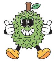 Happy Cartoon Durian Mascot with Double Thumbs Up vector