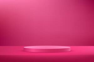 Pink red podium realistic 3d design Luxury minimal wall scene mockup product display. Business backdrop. illustration. vector