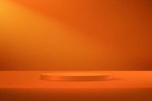 Orange Background Empty Room Studio with podium Space for selling products on the website. illustration. vector