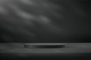 Empty Black studio room background with shadow leaves space for selling products, backdrop, wallpaper, background, text. illustration. vector